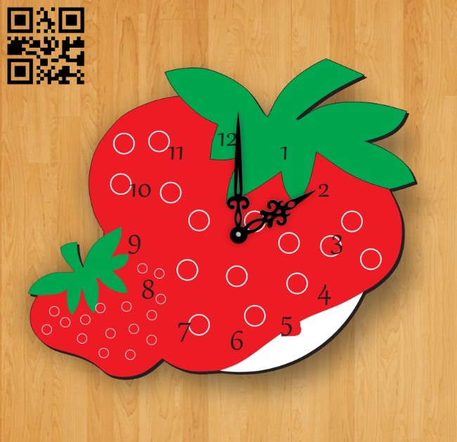 Strawberry clock E0019323 file cdr and dxf free vector download for laser cut