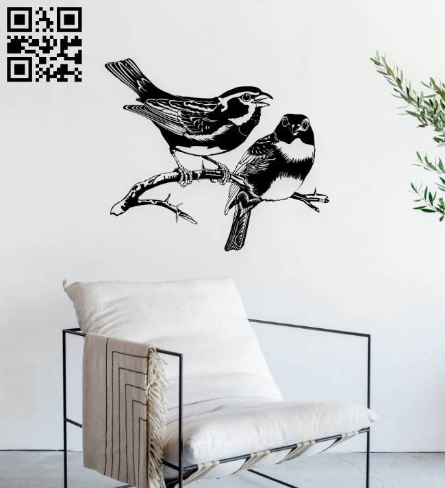 Birds on the branch E0019261 file cdr and dxf free vector download for laser cut plasma