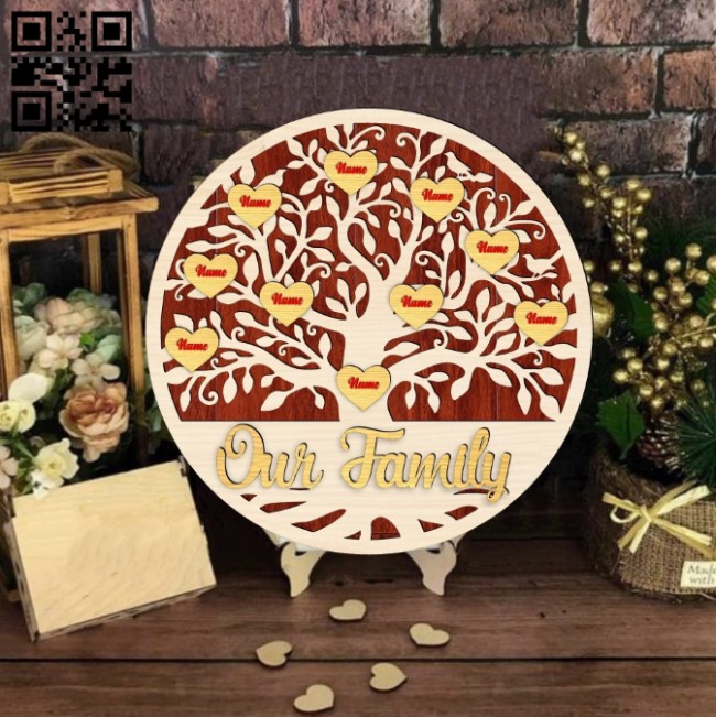 Family tree E0019254 file cdr and dxf free vector download for laser cut