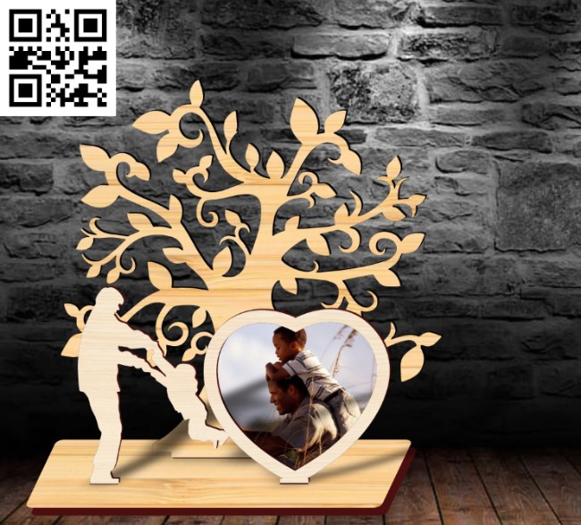 Father's day photo frame E0019334 file cdr and dxf free vector download for laser cut
