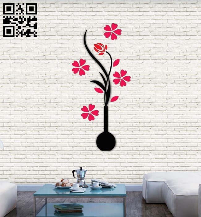 Flower wall decor E0019380 file cdr and dxf free vector download for laser cut