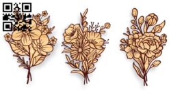 Flowers E0019381 file cdr and dxf free vector download for laser cut