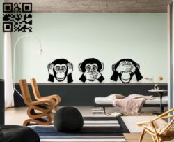Funnny monkey wall decor E0019211 file cdr and dxf free vector download for Laser cut plasma