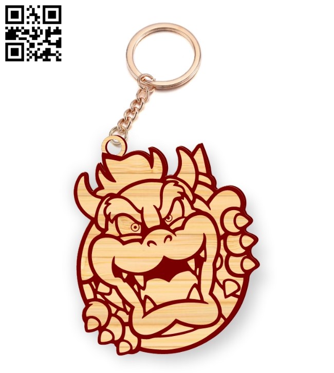 King Koopa keychain E0019400 cdr and dxf free vector download for laser cut