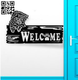 Kittens welcome sign E0019316 file cdr and dxf free vector download for laser cut plasma