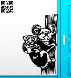 Koala wall decor E0019297 file cdr and dxf free vector download for laser cut plasma