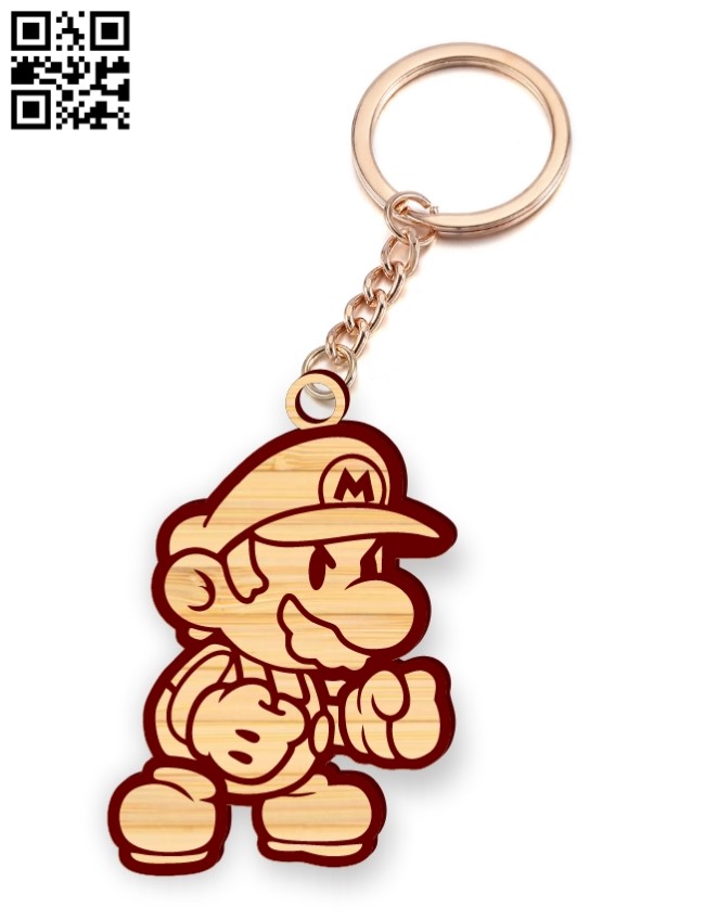 Mario keychain E0019399 cdr and dxf free vector download for laser cut