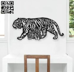 Mother tiger and tiger cubs E0019319 file cdr and dxf free vector download for laser cut plasma