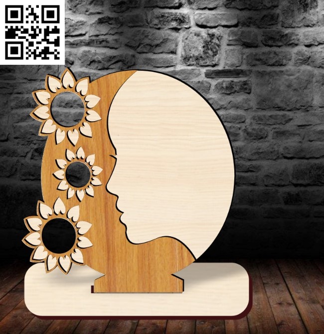 Mother's day sunflowers E0019336 file cdr and dxf free vector download for laser cut