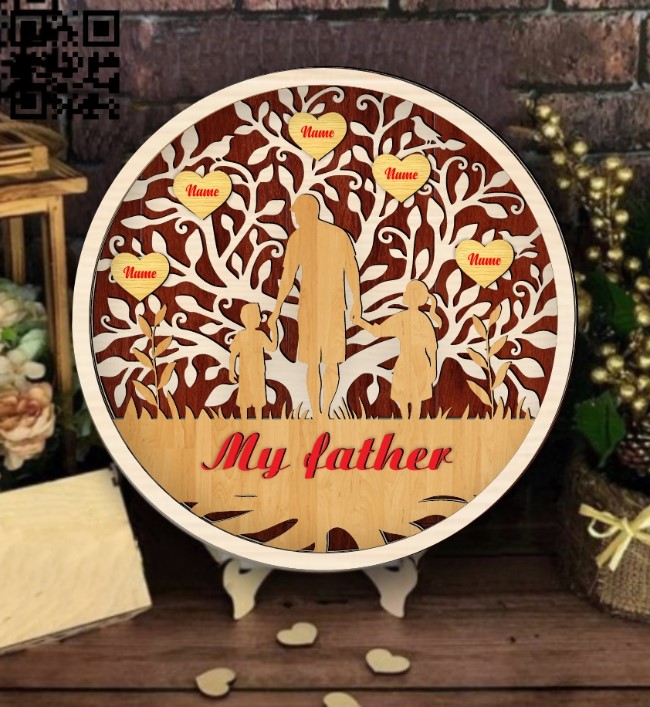 Father's day Decor E0019333 file cdr and dxf free vector download for laser cut