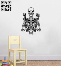 Skeleton wall decor E0019191 file cdr and dxf free vector download for Laser cut plasma
