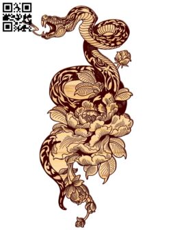 Snake with flower E001939 file cdr and dxf free vector download for laser engraving machine