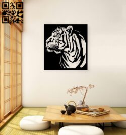 Tiger wall decor E0019189 file cdr and dxf free vector download for Laser cut plasma