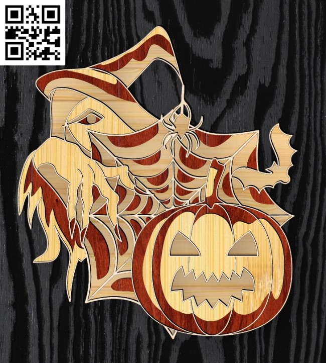 Witch pumpkin layered E0019270 file cdr and dxf free vector download for laser cut
