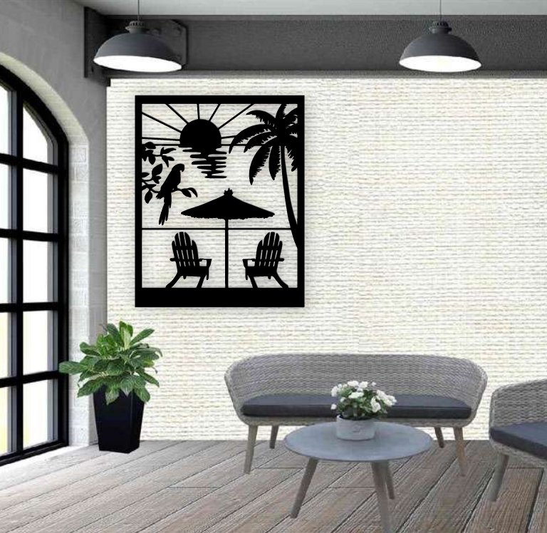 Beach wall decor E0019576 file cdr and dxf free vector download for laser cut plasma