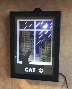Cat light box E0019420 free vector download for laser cut