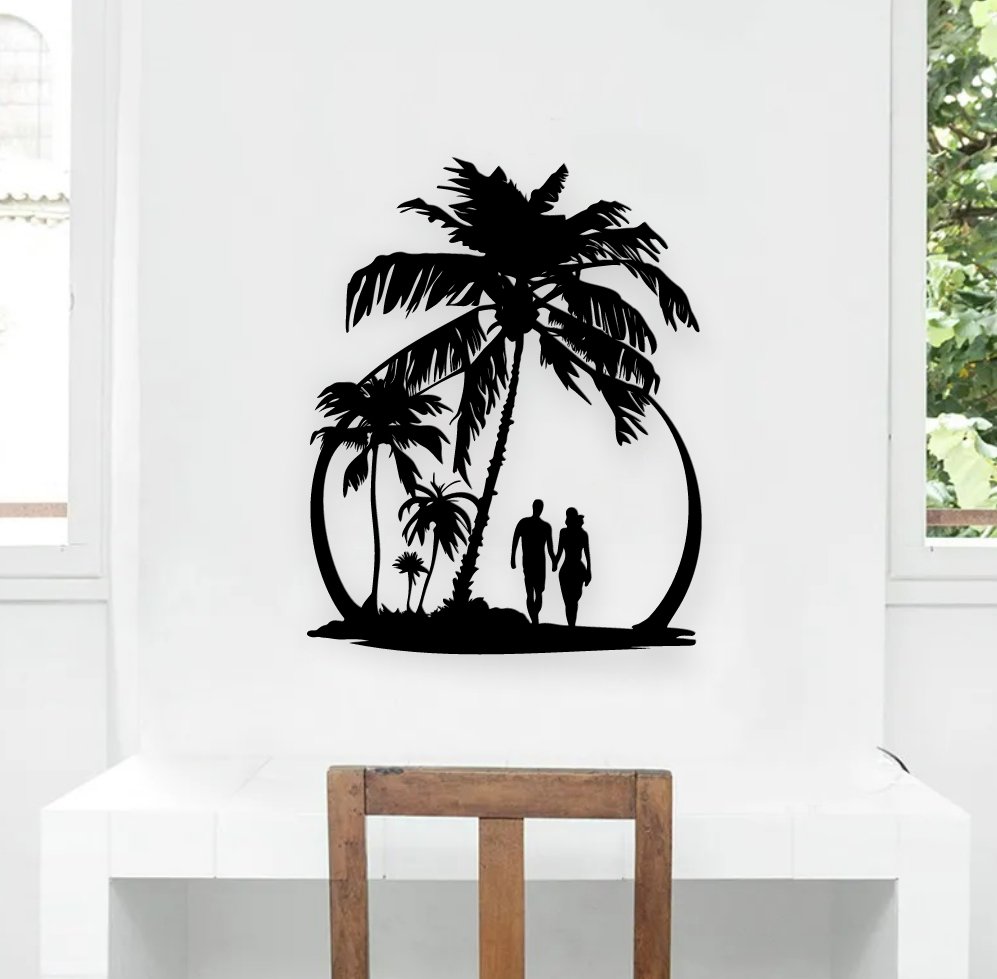 Couple on the beach E0019414 free vector download for laser cut plasma