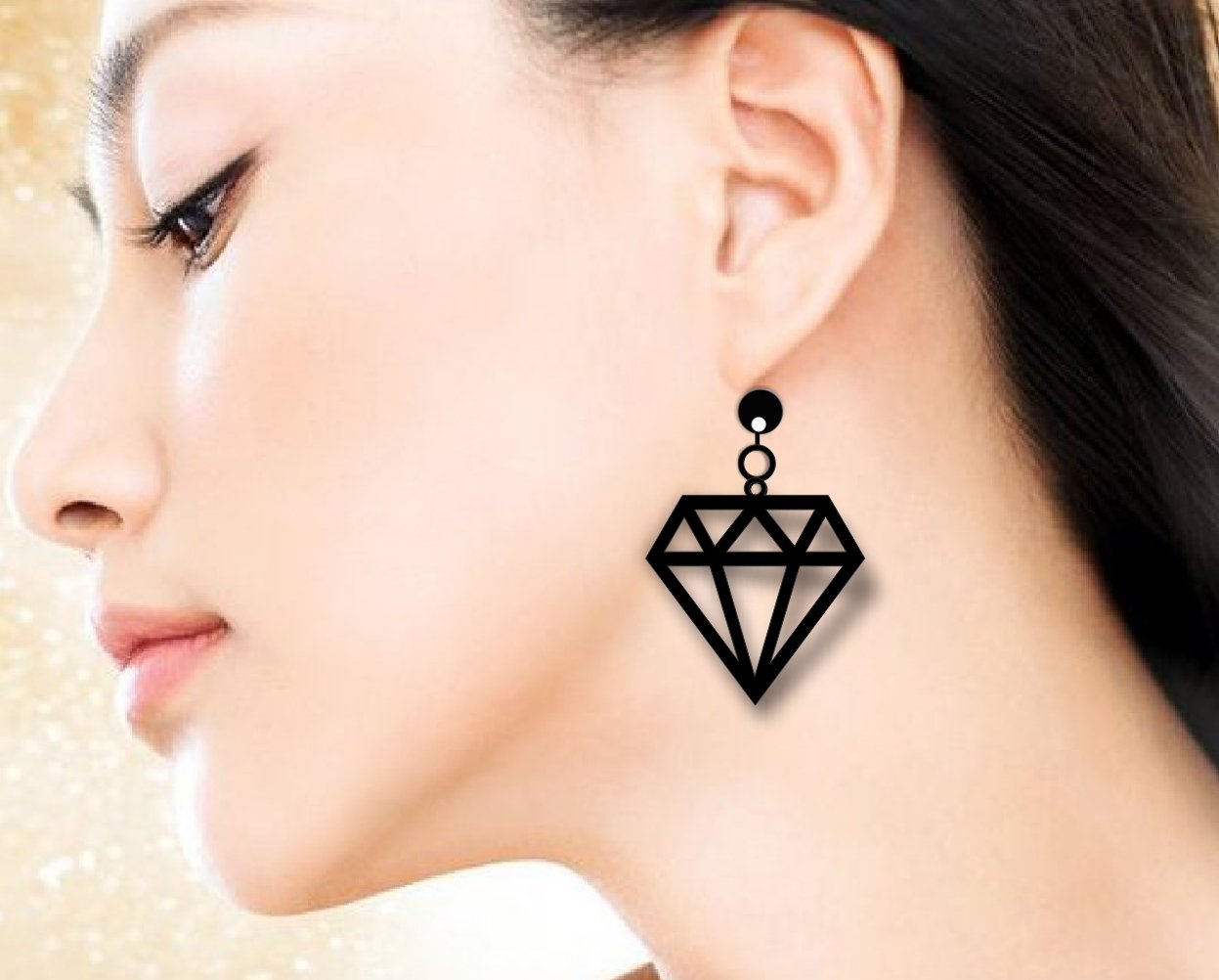 Diamond earrings E0019533 file cdr and dxf free vector download for laser cut