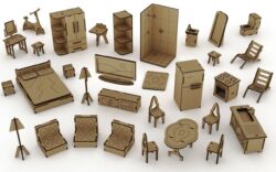 Doll house furniture E0019432 free vector download for laser cut