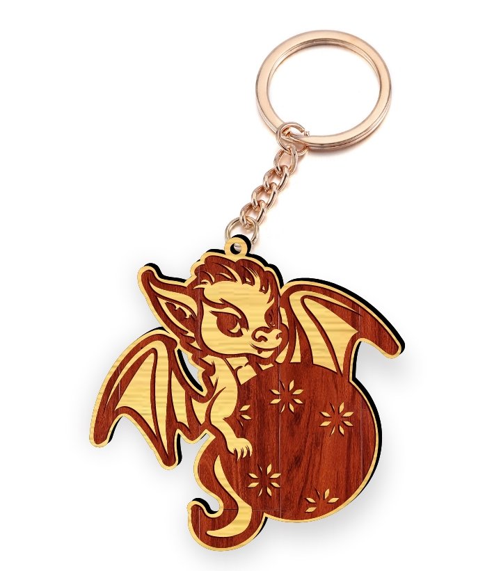 Dragon keychain E0019538 file cdr and dxf free vector download for laser cut