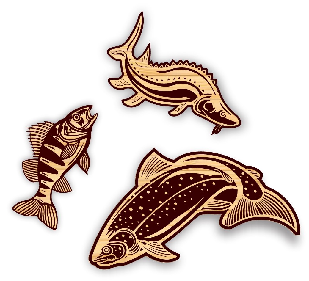 Fishes E0019455 file cdr and dxf free vector download for laser engraving machine