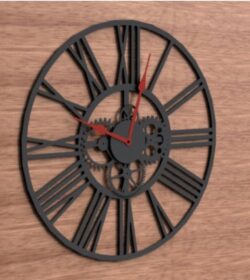 Gear clock E0019486 file cdr and dxf free vector download for laser cut