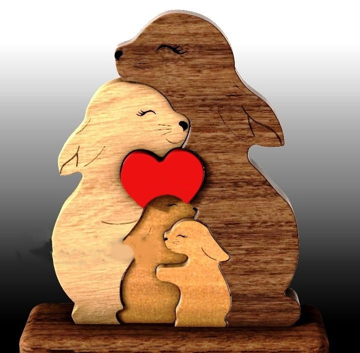 Rabbit familly E0019444 file cdr and dxf free vector download for Laser cut