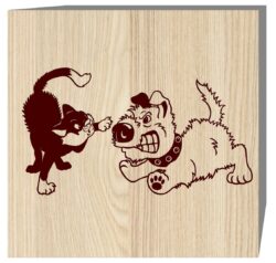 Cat and dog E0019598 file cdr and dxf free vector download for laser engraving machine