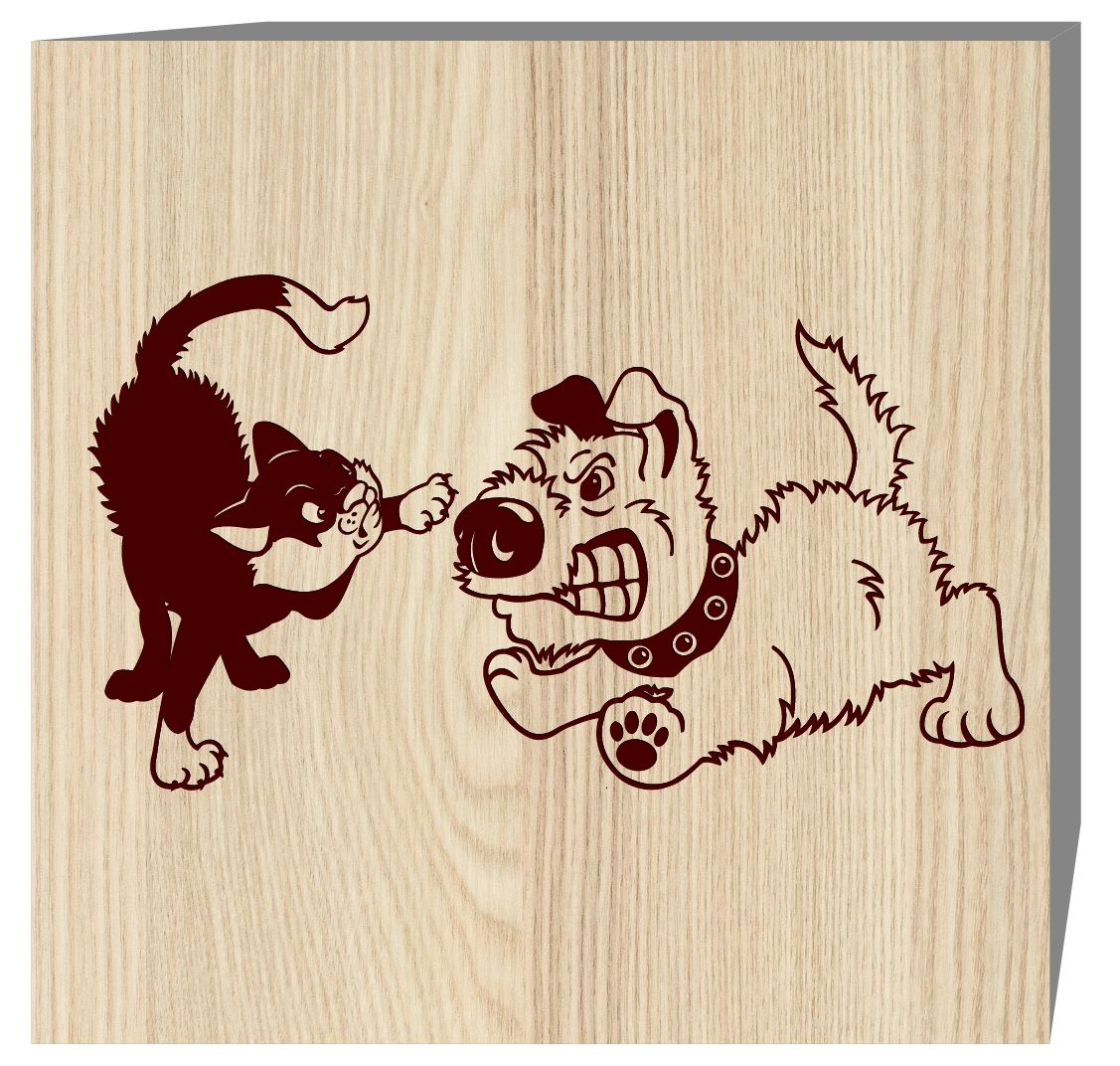 Cat and dog E0019598 file cdr and dxf free vector download for laser engraving machine