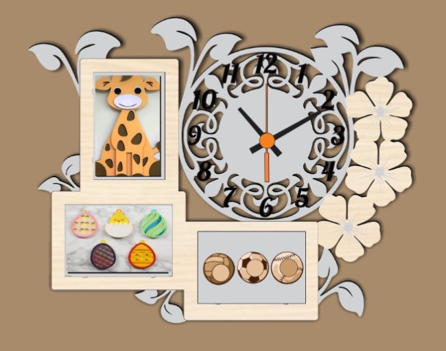 Frame and clock CU0000539 file cdr and dxf free vector download for laser cut plasma