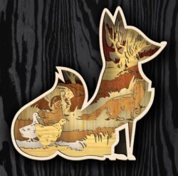 Layered fox E0019688 file cdr and dxf free vector download for laser cut