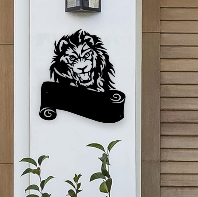 Lion address plate E0019720 file cdr and dxf free vector download for laser engraving machine