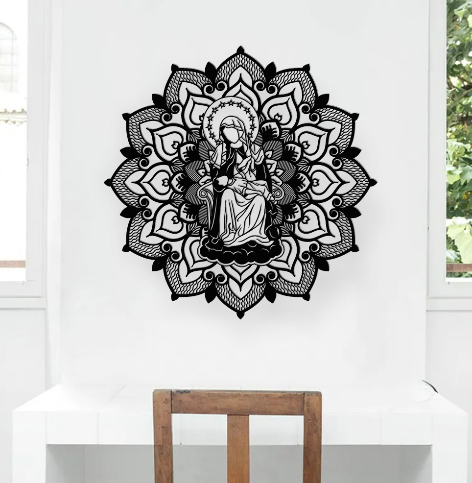 Maria with mandala E0019710 file cdr and dxf free vector download for laser cut