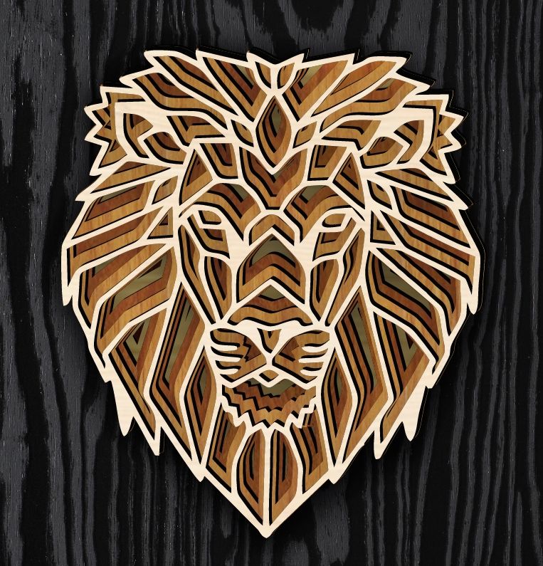 Multilayer Lion E0019605 file cdr and dxf free vector download for laser cut
