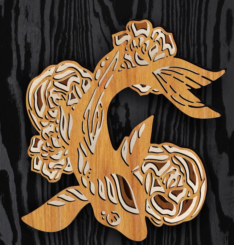 Multilayer koi E0019618 file cdr and dxf free vector download for laser cut