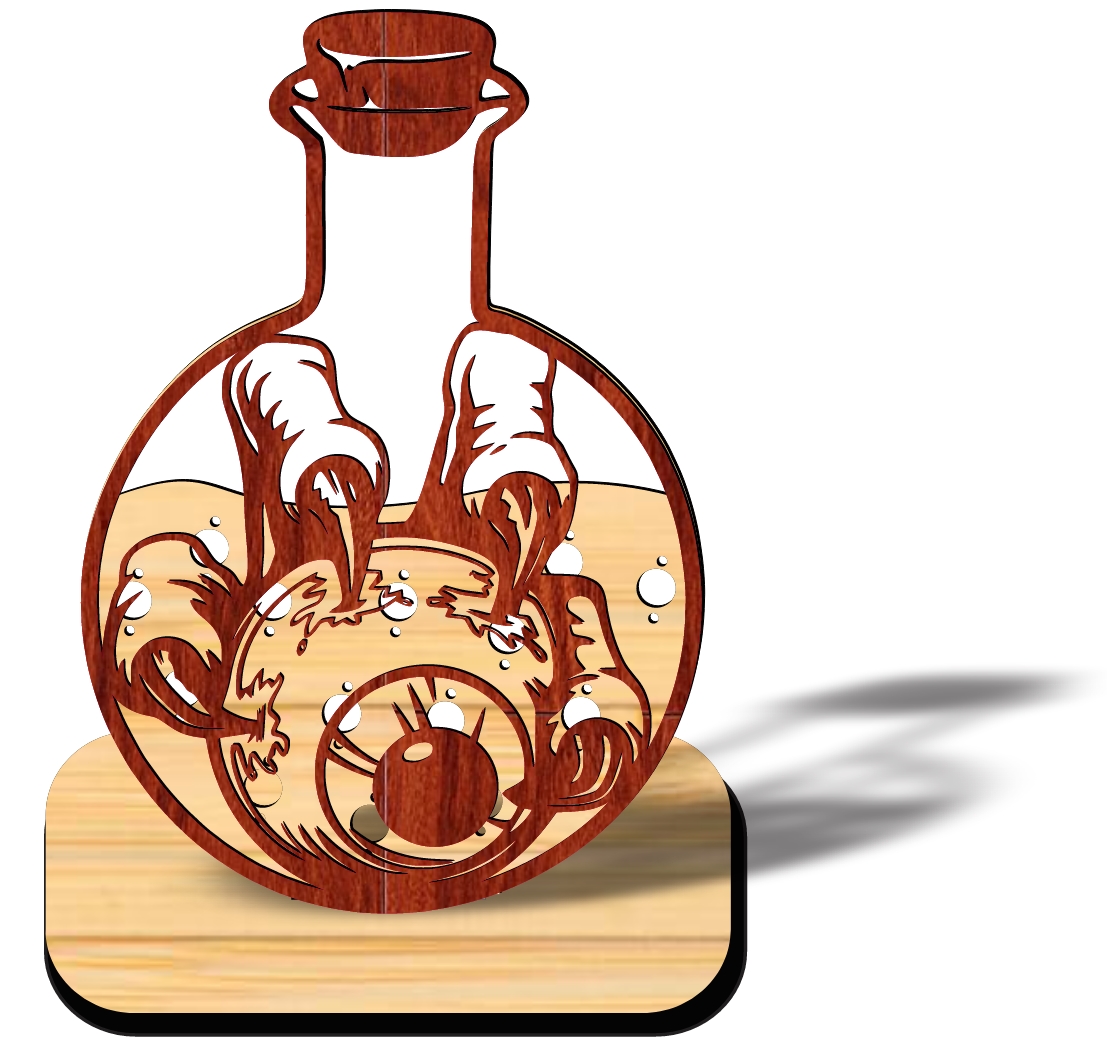Halloween bottle E0019839 file cdr and dxf free vector download for laser cut