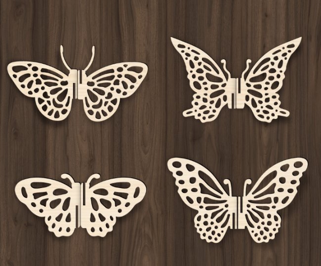 3D Butterfly E0019805 file cdr and dxf free vector download for laser cut plasma