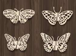3D Butterfly E0019867 file cdr and dxf free vector download for laser cut