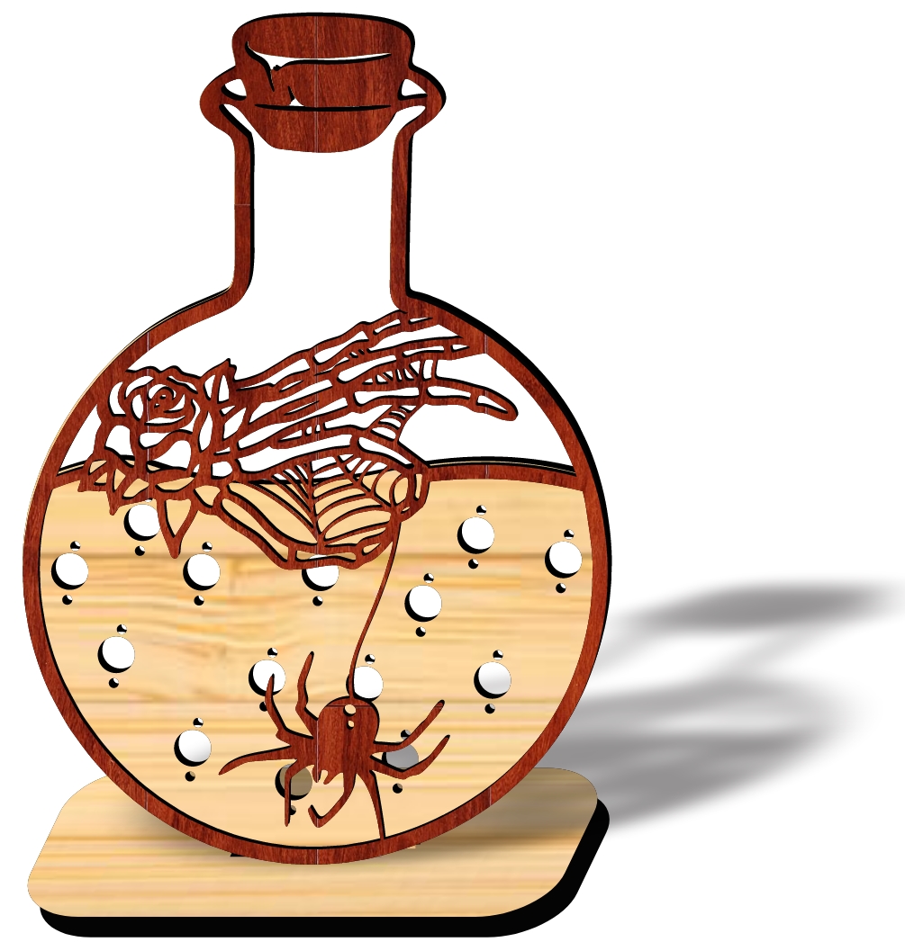 Halloween bottle stand E0019838 file cdr and dxf free vector download for laser cut