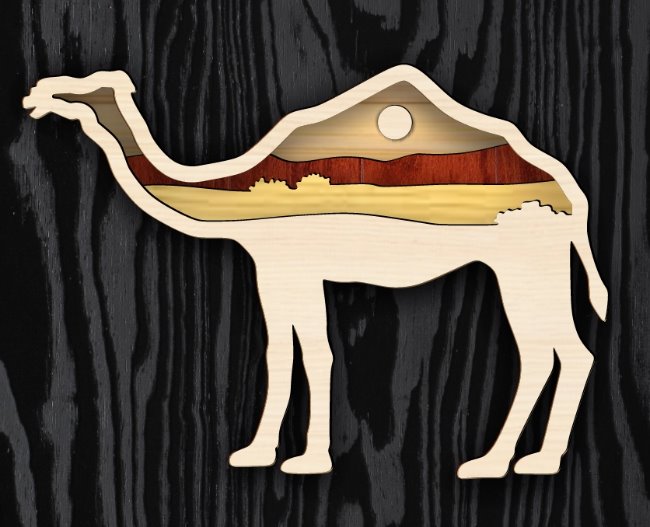 Layered camel E0019825 file cdr and dxf free vector download for laser cut