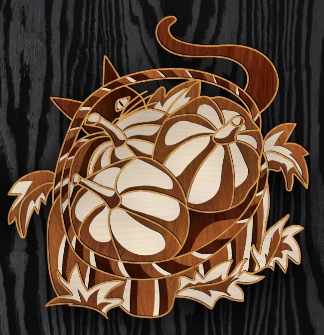 Multilayer Cat Pumpkin E0019832 file cdr and dxf free vector download for laser cut
