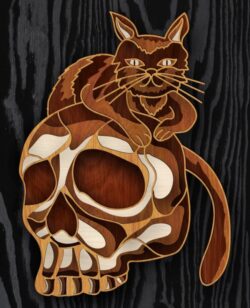 Multilayer Cat Skull E0019833 file cdr and dxf free vector download for laser cut