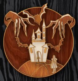 Multilayer draculas house E0019835 file cdr and dxf free vector download for laser cut