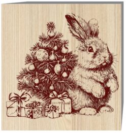 Rabbit with Christmas E0019871 file cdr and dxf free vector download for laser engraving machine