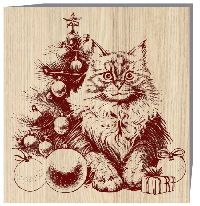 Cat with Christmas E0019872 file cdr and dxf free vector download for laser engraving machine