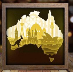 Australia Kangaroo light box E0020062 file cdr and dxf free vector download for laser cut