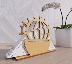 Cactus napkin holder E0020026 file cdr and dxf free vector download for laser cut