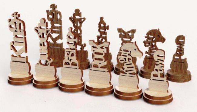 Laser Cut Wooden Chess Board & Pieces 4mm Free Vector cdr Download