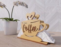 Coffe napkin holder E0020025 file cdr and dxf free vector download for laser cut