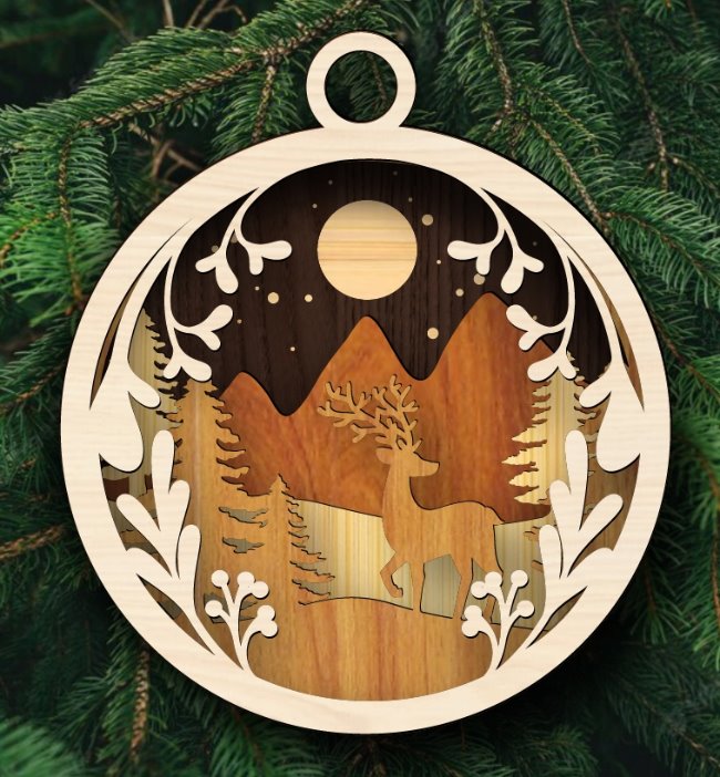 Deer Christmas tree decoration E0020081 file cdr and dxf free vector download for laser cut